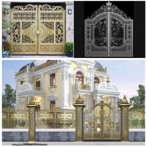 Mẫu cửa cổng nhôm đúc đẹp