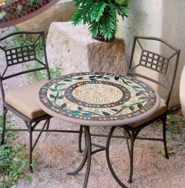 Bộ bàn ghế sắt mỹ nghệ khảm mosaic ngoài trời