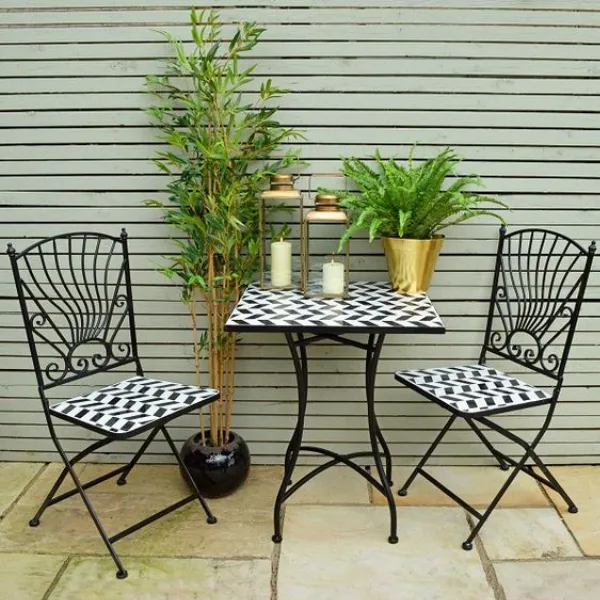 Bộ bàn ghế sắt mỹ nghệ khảm mosaic phong cách hiện đại