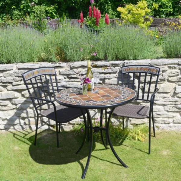 Bộ bàn ghế sắt mỹ nghệ khảm mosaic phong cách hướng tâm