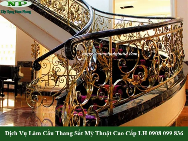 Mẫu cầu thang sắt mỹ thuật cao cấp