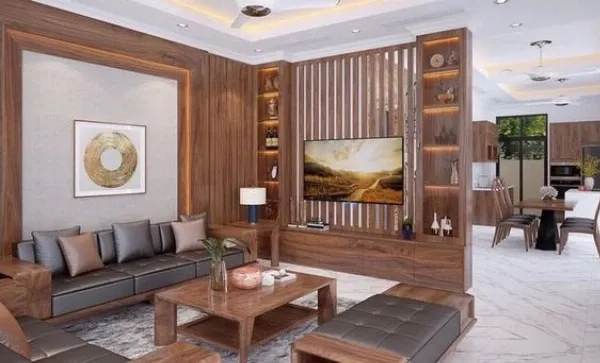 alt text: Một phòng khách được trang trí với các sản phẩm sắt mỹ thuật tinh xảo, tạo điểm nhấn sang trọng và hiện đại.