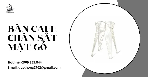 Bàn cafe chân sắt mặt gỗ