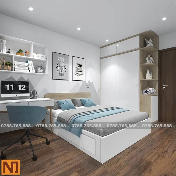 Góc làm việc trong phòng ngủ chung cư